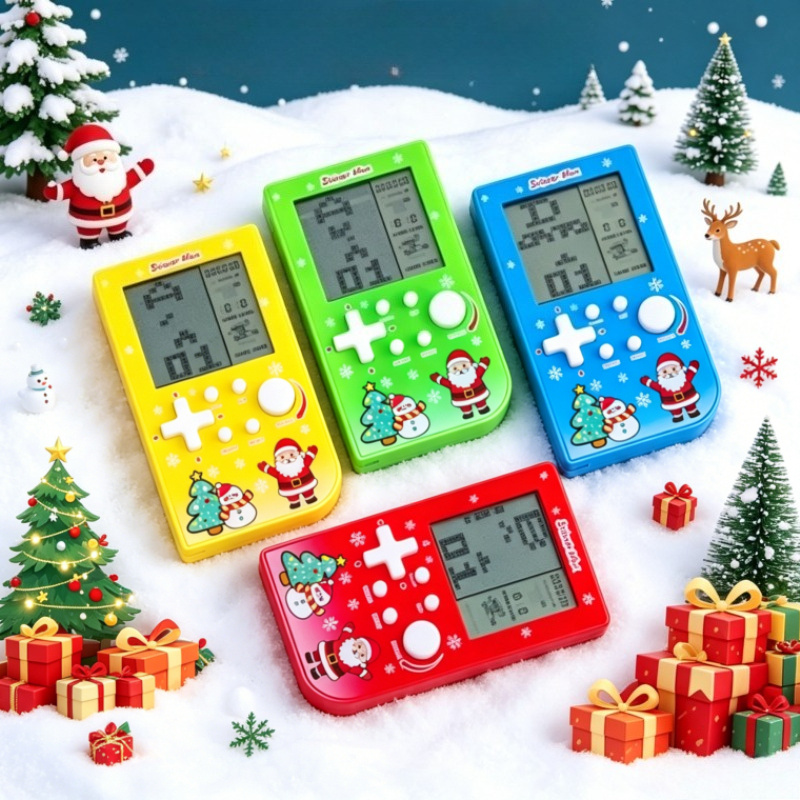 Retro Gaming Device - Santa & Snowman Print Brick Game