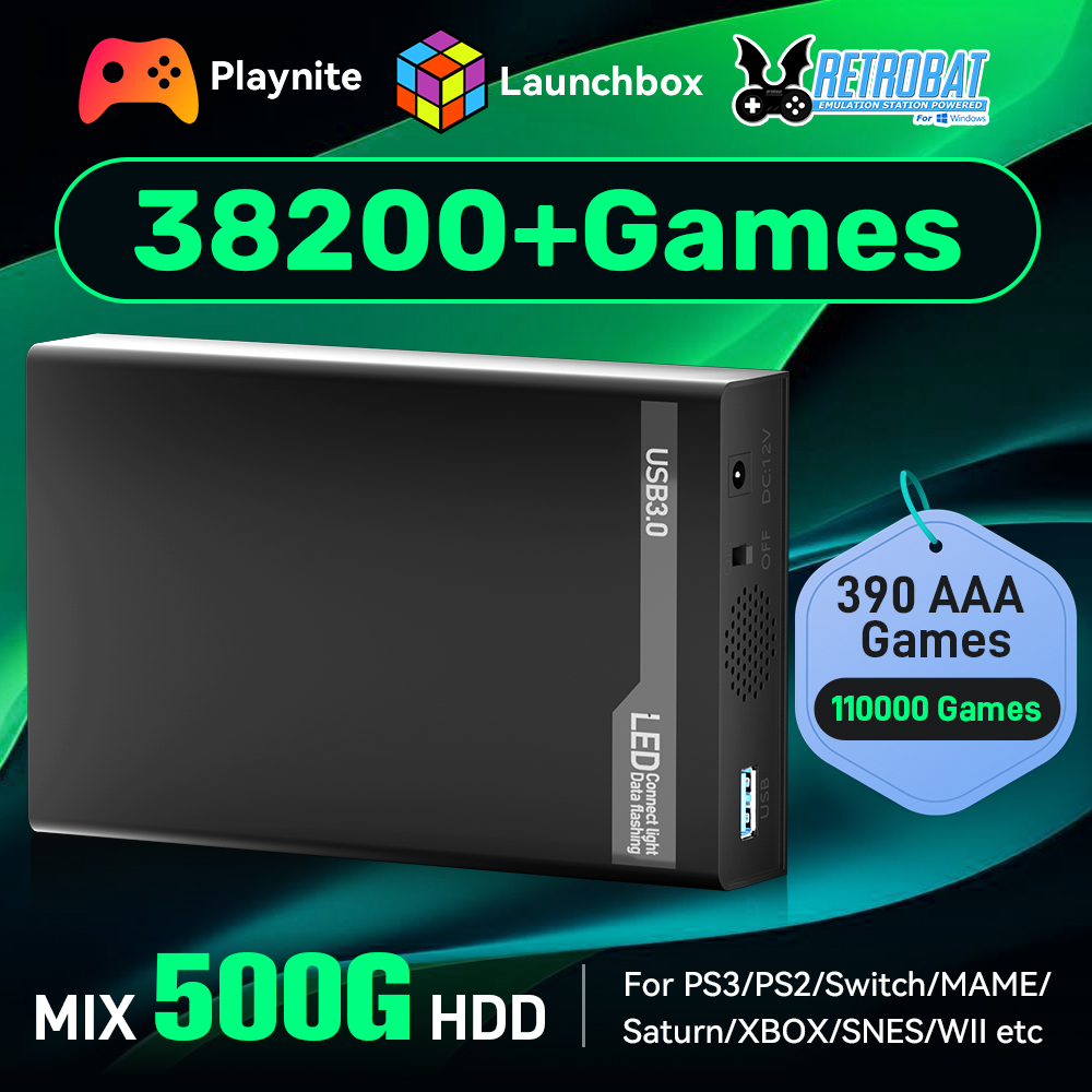 Retro Gaming Ps2 - MIX500G Game Hard Drive With 38200+