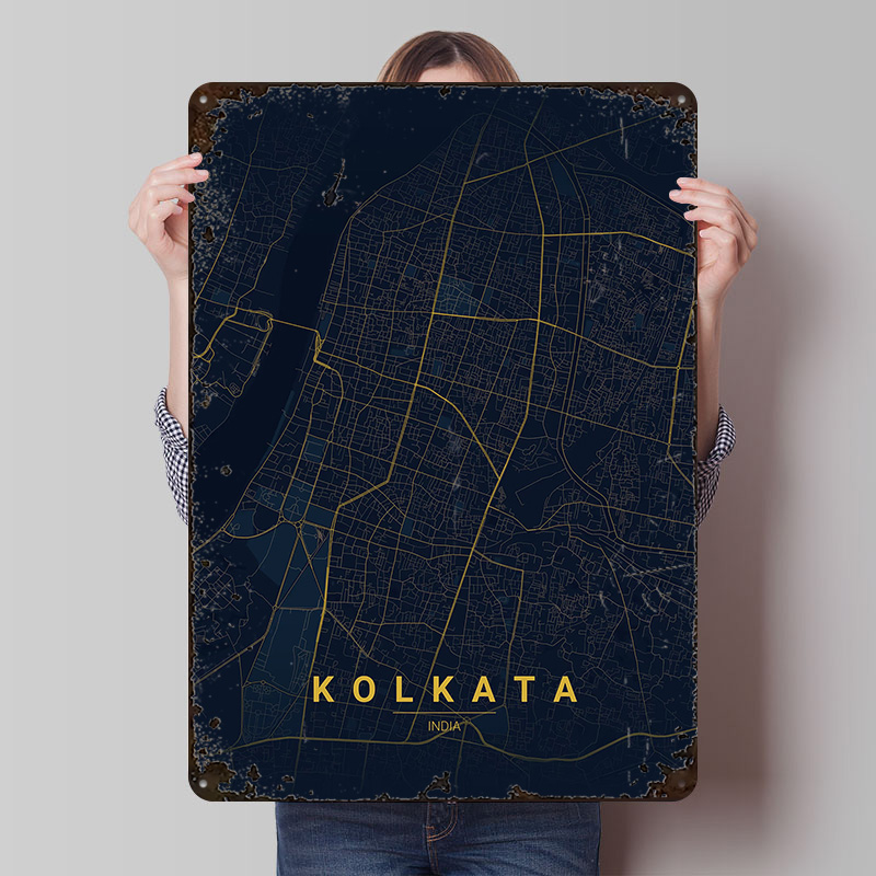 Kolkata India Map Art Tinplate - Retro Gaming India recensione e prezzo