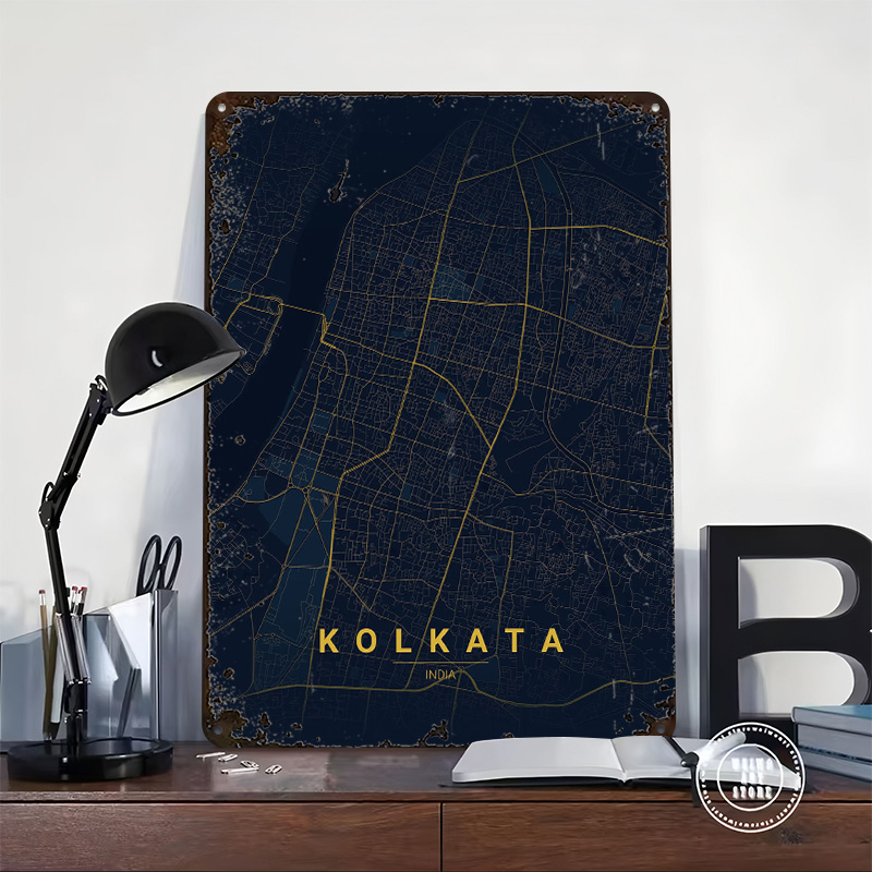 Kolkata India Map Art Tinplate - Retro Gaming India recensione e prezzo