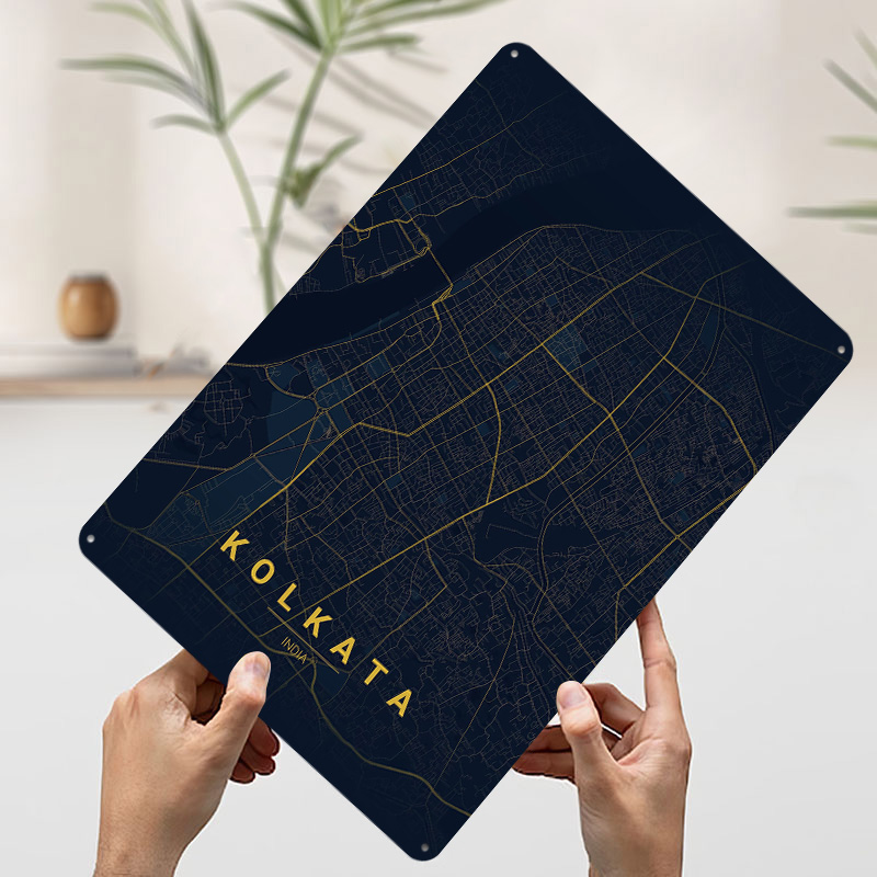 Kolkata India Map Art Tinplate - Retro Gaming India recensione e prezzo